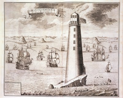 Eddystone Lighthouse, graveret af Hendrick Hulsbergh, 1713 (se også 40669) af Isaac Sailmaker