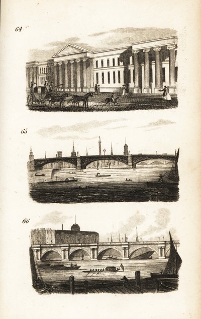 Det generelle postkontor, Southwark Bridge og Waterloo Bridge af Isaac Taylor