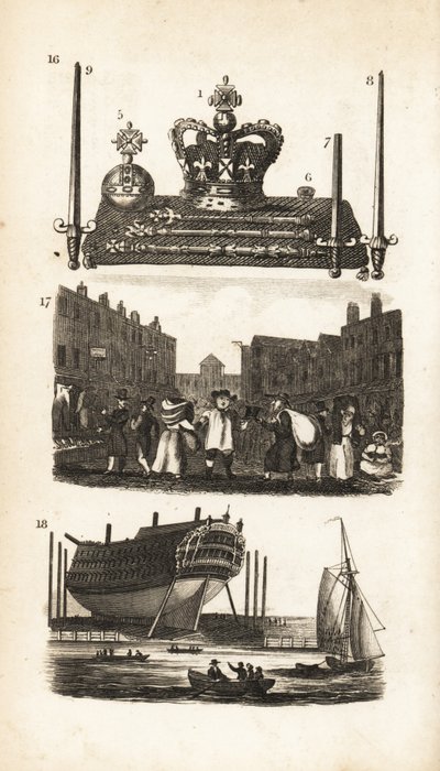 Juvelkontoret i Tower of London, Rag Fair og Old Clothes and Ship Building af Isaac Taylor