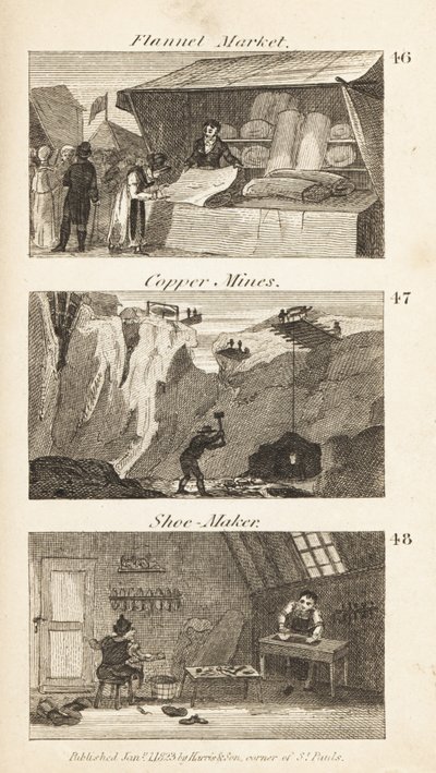 Handler i Regency England: flannelmarked, kobberminer og skomager af Isaac Taylor