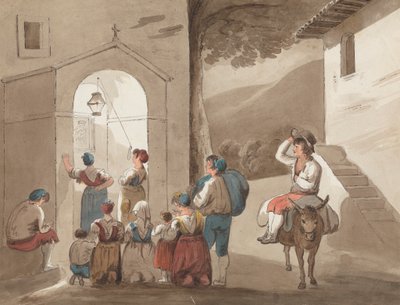 Efter Pinnelli - Gruppe af bønder uden for en kirke af Isaac Weld