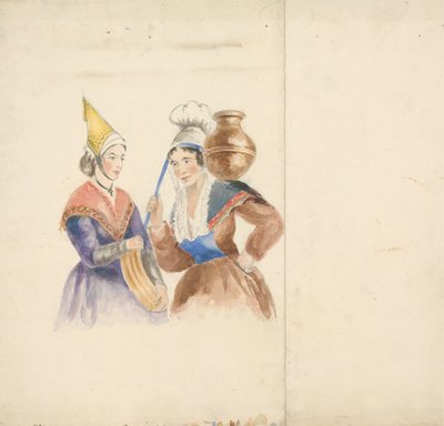 To kvinder i farverigt kostume af Isaac Weld