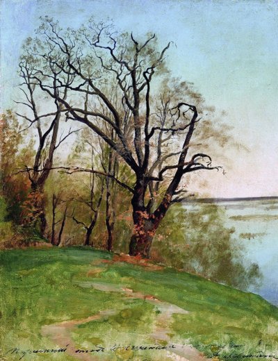 Egetræ på flodbredden, 1887. af Isaak Ilyich Levitan