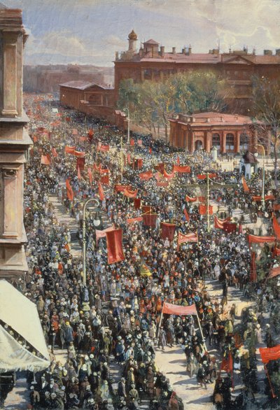 Demonstration på 25. oktober Avenue, skitse til maleriet fra 1934 i Tretyakov Gallery, 1930 af Isaak Israilevich Brodsky