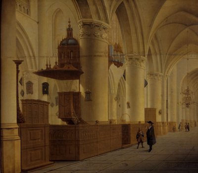 Interiør af St. Bavo i Haarlem (olie på egetræ) af Isaak Nickelen