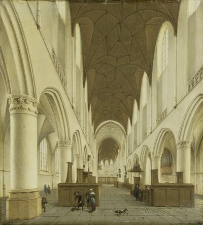 Det indre af Sankt Bavos kirke i Haarlem af Isaak van Nickelen