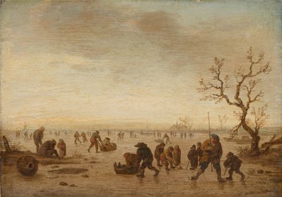 Skaters on the Ice, ca. 1642-45 (olie på egetræ) af Isack van Ostade
