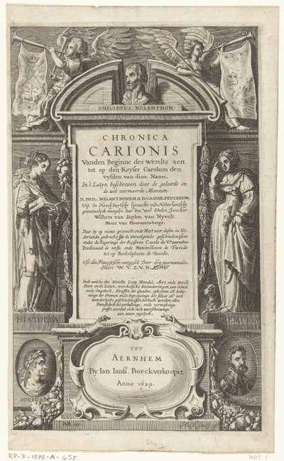 Titelblad til Chronica Carionis af P. Melanchthon Chronica Carionis fra verdens begyndelse aen tot den Keyser Carolum (titel på objekt) af Isaeck van Aelst