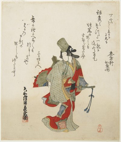 (Female Dancer), 1800-tallet (træbloktryk i farver) af Ishi Matora