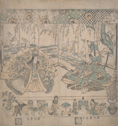 Par af hina-dukker af Ishikawa Toyonobu