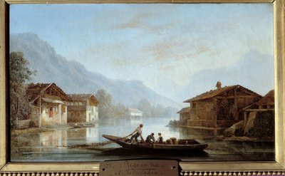 Schweiziske fiskere i Interlaken. Maleri af Isidore Dagnan (1794 - 1873) af Isidore Dagnan