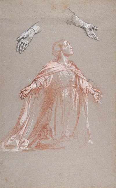 Sainte Clotilde mellemregister, studie til vægmalerier i kapellet Saint Remi..., 19. af Isidore Pils