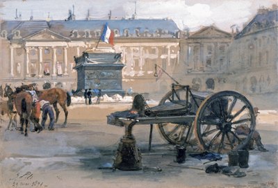 The Fall of the Vendome Column, 29. maj 1871 (akvarel på papir) af Isidore Pils
