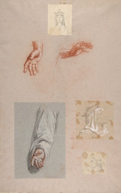 en. Hænder af Saint Remi lavere register, f. Leder af Saint Clotilde øverste register..., 1800-tallet af Isidore Pils
