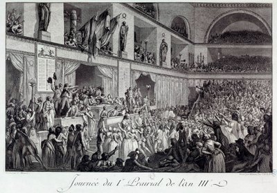 Den Franske Revolution: Dagen for Folkets Oprør mod Sult i I Prairial of Year III (20/05/1795): Befolkningen invaderede konventionen og massakrerede den deputerede Jean Bertrand Feraud (1759-1795), som var ansvarlig for forsyningen af Paris, som op af Isidore Stanislas Helman