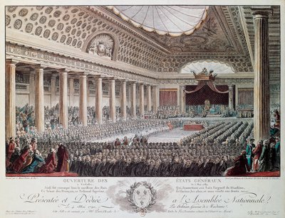 Åbning af Generalstaterne i Versailles i 1789, gravering af Helmann, Franske Revolution, Frankrig af Isidore Stanislas Helman