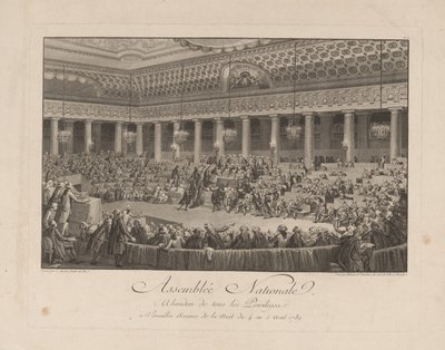 Natten til den 4. august 1789 i Nationalforsamlingen 1790 af Isidore Stanislas Helman