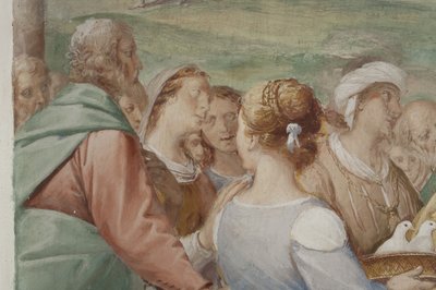 Detalje fra Præsentation af Jesus i templet, 1623-34 af Isidoro Bianchi