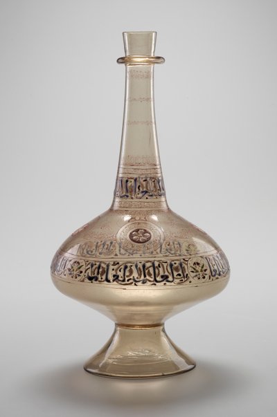 Flaske, bestilt af Dawud, Rasulid Sultan af Yemen, Mamluk-dynastiet, 12961321 (emaljeret og forgyldt glas) af Islamic School