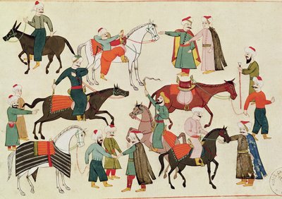 Ms 1671 A Horse Market, c.1580 af Islamic School