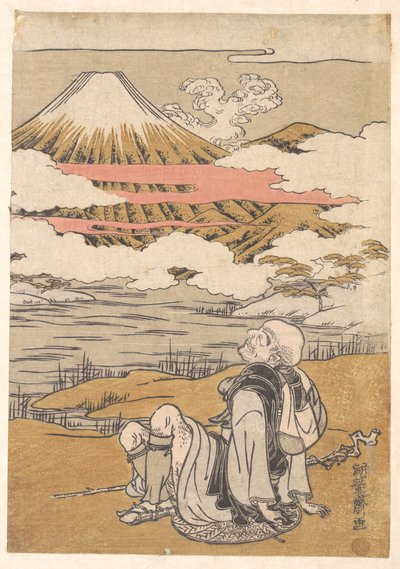 Saigyō betragter Fuji-bjerget af Isoda Koryusai