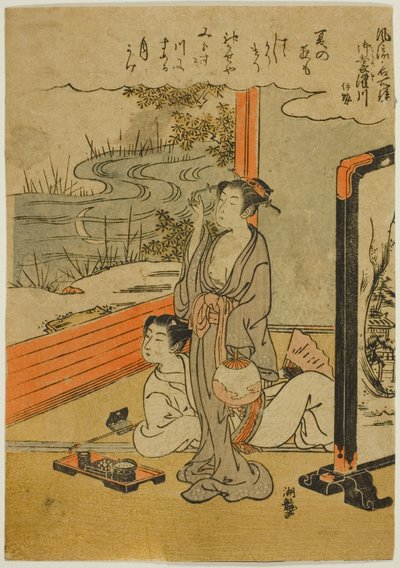 Mimosuso-floden i Ise-provinsen (Mimosusogawa, Ise), fra serien "Fashionable Mirrors of Famous Places (Furyu meisho kagami)" af Isoda Koryusai