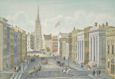 Wall Street, New York i 1847. af Isodore Laurent Deroy