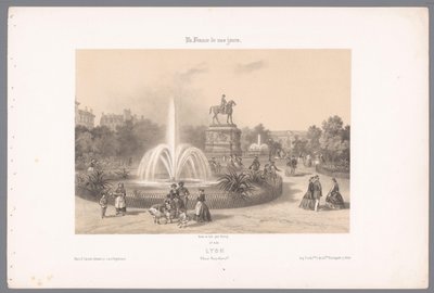 Zicht op de Place Napoléon te Lyon Lyons. Placer Napoleon (titel på objekt) Hedendaags Frankrijk (serietitel) Frankrig i dag (serietitel på objekt) af Isodore Laurent Deroy