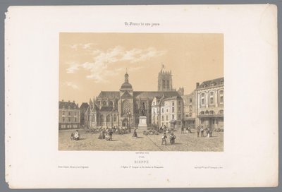 Udsigt over Saint-Jacques kirken og statuen af ​​Duquesne i Dieppe Dieppe. l