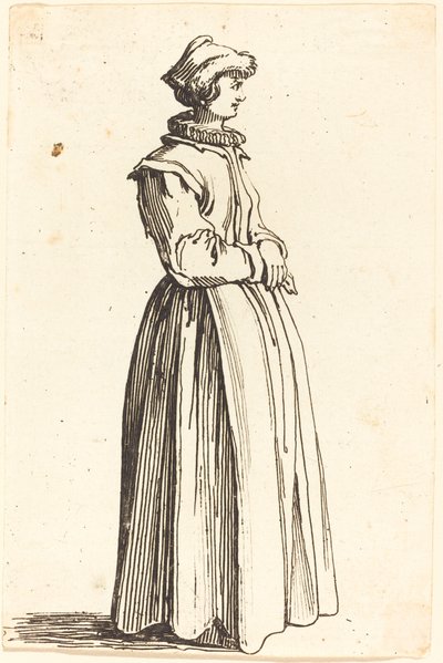 Ung kvinde, i profil, mod højre af Israel Henriet after Jacques Callot