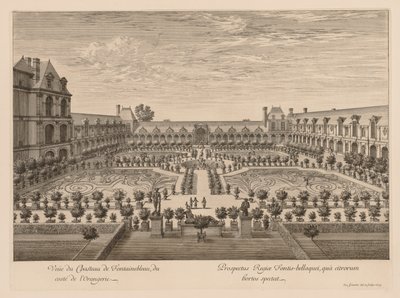 Udsigt over Château de Fontainebleau fra Orangeriet af Israël Silvestre