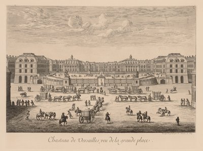 Udsigt over slottet i Versailles fra hovedtorvet af Israël Silvestre