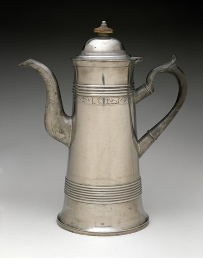 Kaffekande, ca. 1820-1840 (tin, træ) af Israel Trask