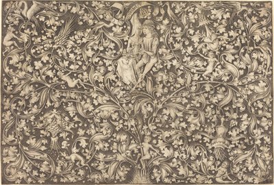Ornamentpanel med to elskende, ca. 14901500. af Israhel van Meckenem