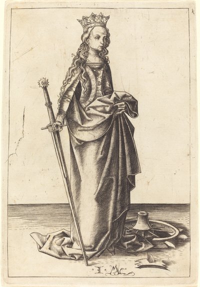 Sankt Catherine, ca. 14801490. af Israhel van Meckenem