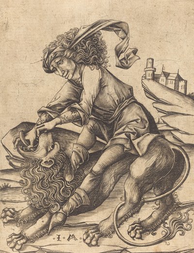 Samson og Løven, ca. 1475. af Israhel van Meckenem