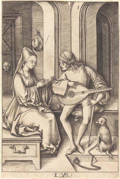 Lutespilleren og sangeren, ca. 14951503. af Israhel van Meckenem