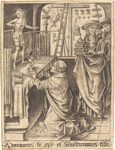 Sankt Gregors messe, ca. 14801490. af Israhel van Meckenem
