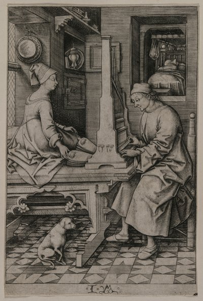 Orgelspilleren og hans hustru, 1495-1503. af Israhel van Meckenem
