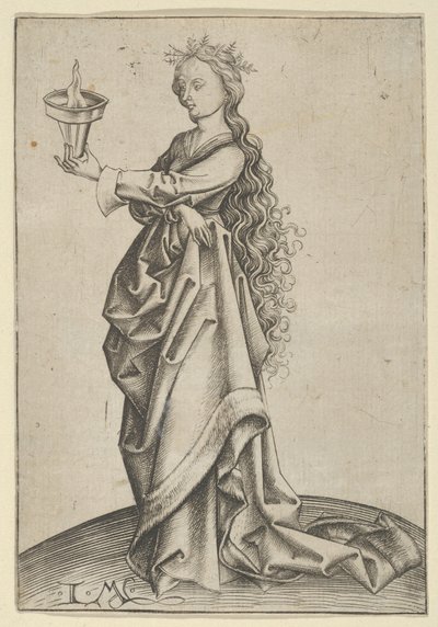 Den tredje vise jomfru, ca. 1450-1503. af Israhel van Meckenem