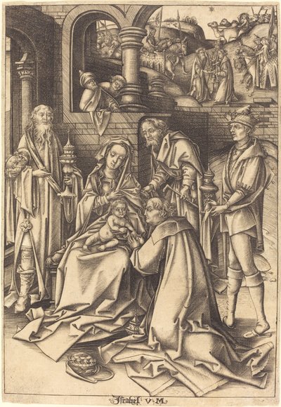 Magiernes tilbedelse af Israhel van Meckenem after Hans Holbein the Elder