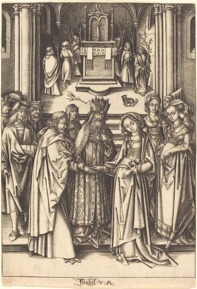 Jomfruens ægteskab af Israhel van Meckenem after Hans Holbein the Elder