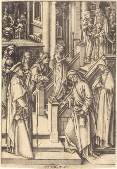 Præsentationen af jomfruen af Israhel van Meckenem after Hans Holbein the Elder