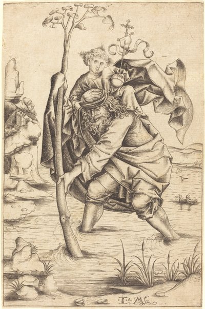 Sankt Christopher af Israhel van Meckenem after Master of the Housebook
