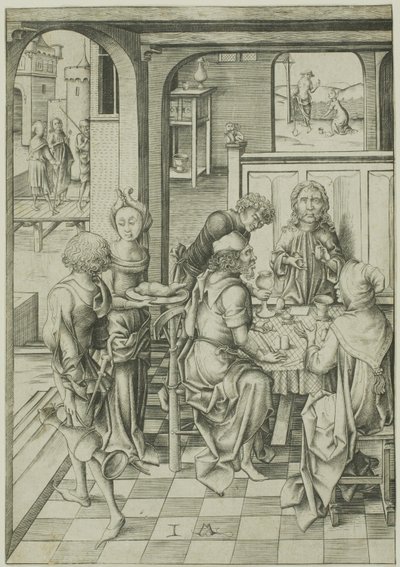 Kristus i Emmaus af Israhel van Meckenem the younger