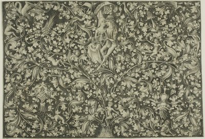 Ornamentalt panel med to elskende af Israhel van Meckenem the younger