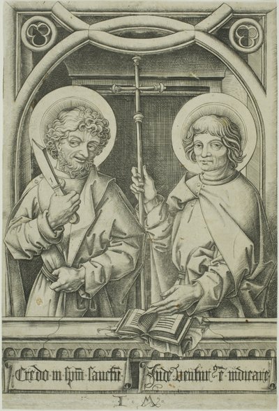 Sankt Bartholomæus og Sankt Filip fra De Tolv Apostle af Israhel van Meckenem the younger