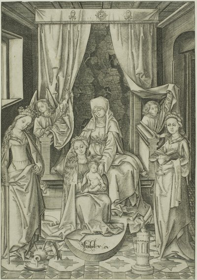 Madonna med Sankt Anna, Sankt Katarina og Sankt Barbara af Israhel van Meckenem the younger