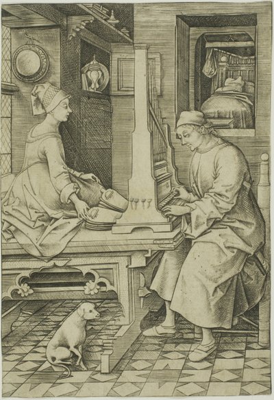 Orgelspilleren og hans kone af Israhel van Meckenem the younger
