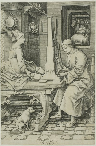 Orgelspilleren og hans kone af Israhel van Meckenem the younger